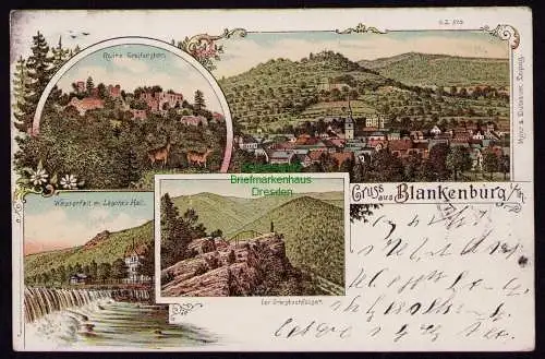 172230 AK Litho Blankenburg Thür. Ruine Greifenstein 1900