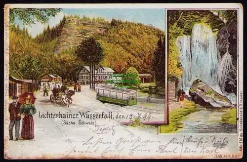 172227 AK Litho Lichtenhainer Wasserfall 1899