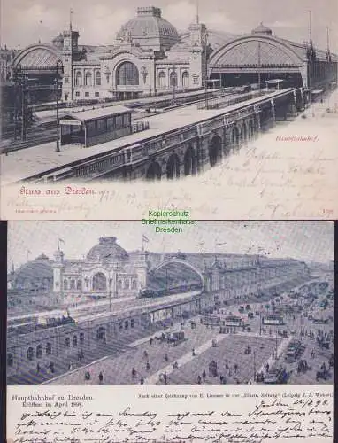 160199 2 AK Hauptbahnhof zu Dresden Eröffnet im April 1898 mit Wiener Platz