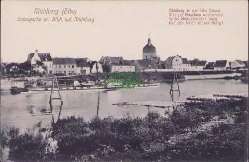 160053 AK Mühlberg (Elbe) Hafenpartie um 1910 Panorama