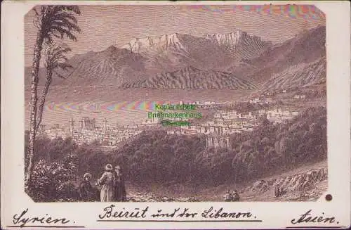 160074 alter Druck um 1880 auf Karte montiert Syrien Beirut u. der Libanon Asien