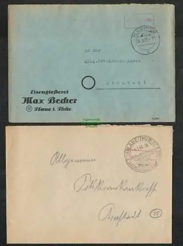 B5746 Gebühr bezahlt 1945 2x Brief Plaue Thür. Eisengießerei Max Becher