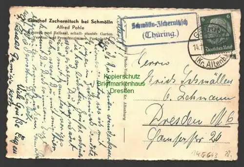 145643 AK Zschernitzsch bei Schmölln 1936 Gasthof Kirche Schule Landpoststempel