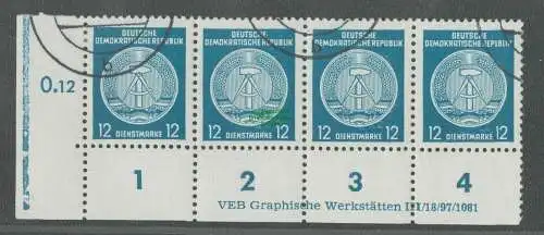 B5070 DDR Dienst 20 XI DV  III/18/97/1081 R 1-4  Gefälligkeitsstempel