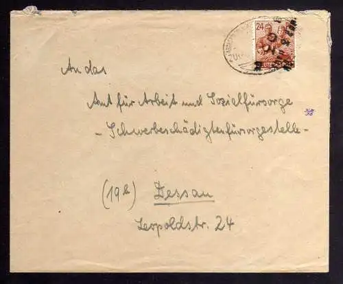 H2215 Handstempel Bezirk 2° Köthen 2 Land Brief gepr. Dr. Kalb BPP Bahnpost Asch