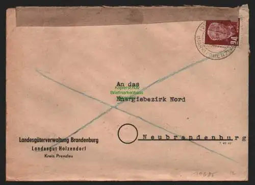 B10685 Brief DDR Propaganda Neubrandenburg 1951 Friedenstaube Kämpft f d Frieden