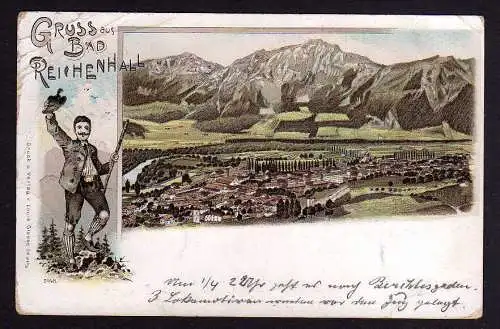 88141 AK Bad Reichenhall Litho Wanderer 1900