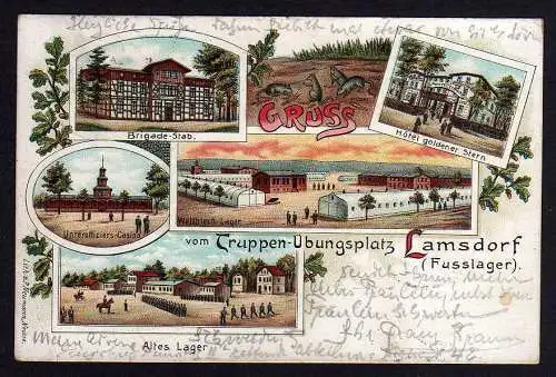 84297 AK Lambinowice Lamsdorf Truppen Übungsplatz Hotel goldner Stern 1901 Maus