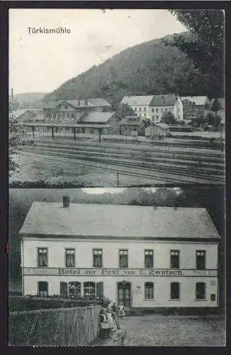 69291 AK Türkismühle Nohfelden Bahnhof Hotel Post 1909