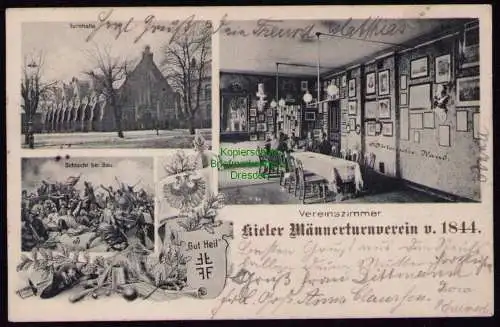 161807 AK Kiel 1899 Kieler Mäennerturnverein von 1844 Turnhalle Vereinszimmer