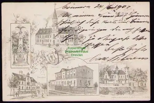 161814 AK Könnern Cönnern Rathaus Bahnhof Postamt Georgsburg 1902