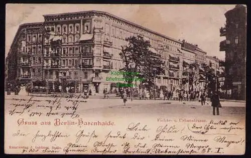 161812 AK Berlin Hasenhaide Hasenheide 1900 Fichte- und Urbanstrasse Goldiner