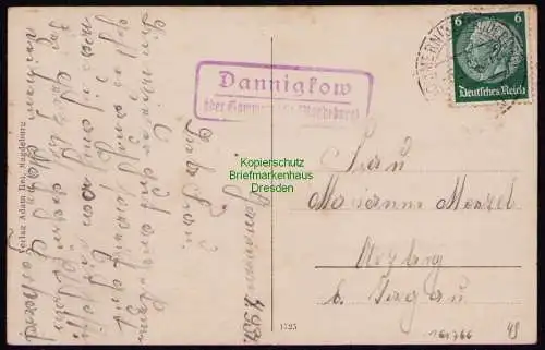 161766 AK Gommern Hagenstraße 1934 Landpoststempel Dannikow über Gommern Bz. Mag