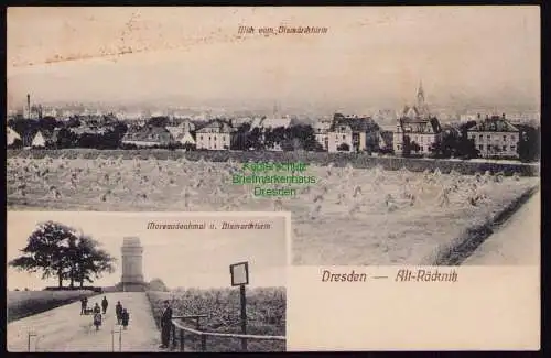 161780 AK Dresden Alt Räcknitz Moreaudenkmal Bismarckturm um 1910