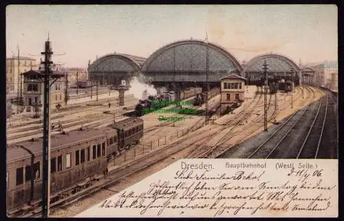 161769 AK Dresden 1906 Hauptbahnhof Westliche Seite Gleisanlage