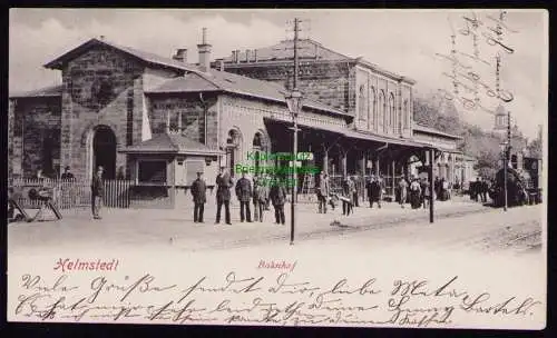 161773 AK Helmstedt Bahnhof Gleisseite mit Lok 1901