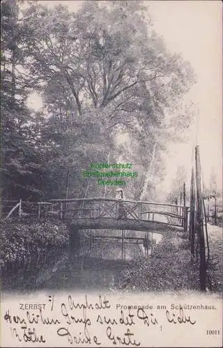 156085 AK Zerbst Anhalt 1906 Promenade am Schützenhaus Brücke