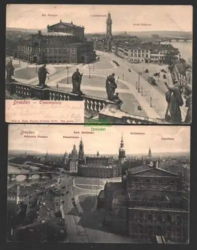 144436 2 AK Dresden Theaterplatz 1904 Fernheizwerk Hotel Bellevue Blick vom