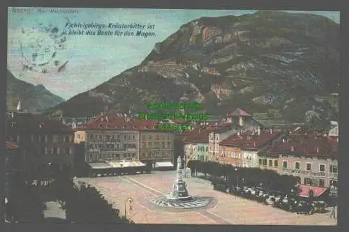 141879 AK Bozen Am Walterplatz 1909 Werbung Liqueurfabrik Helmbrechts Findeiss