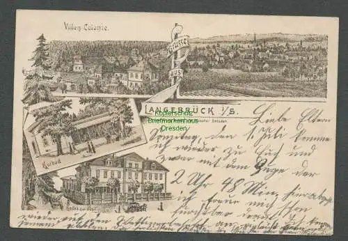 138685 AK Langebrück 1899 Litho Hotel zur Post altes Kurbad Villen Colonie