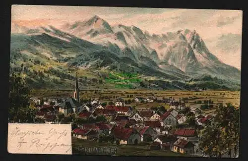 138161 AK Partenkirchen Panorama Künstlerkarte 1906