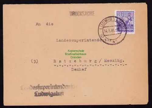 B18603 SBZ 33xa Drucksache EF seltene Bedarfspost Superintendentur Ludwigslust