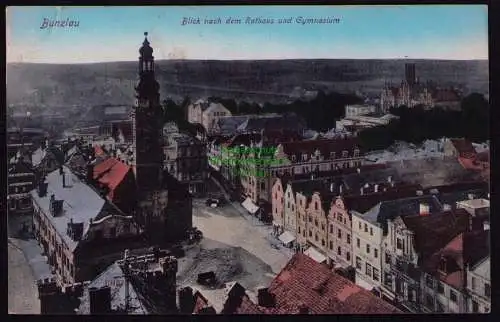 161918 AK Boleslawiec Bunzlau um 1915 Blick nach dem Rathaus und Gymnasium