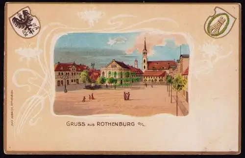 161927 AK Rothenburg O/L. Oberlausitz Passepartout Wappen 1910