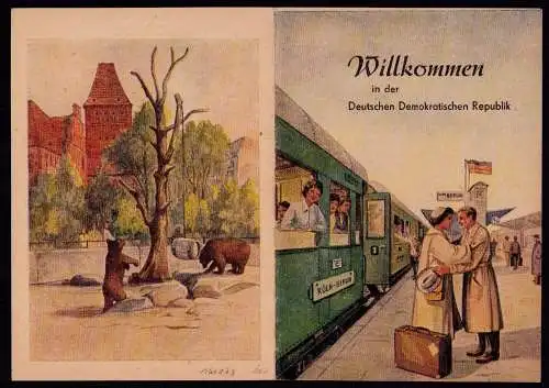 161873 AK kleines Werbeheft Propaganda Willkommen in der DDR Zug Köln Berlin