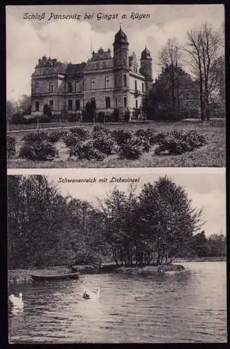 161884 AK Schloss Pansevitz bei Gingst a. Rügen 1926 Schwanenteich Liebesinsel