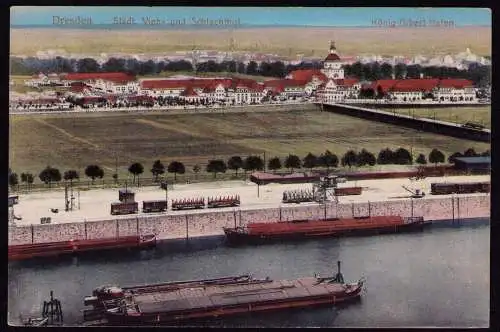 161859 AK Dresden um 1910 Städt. Vieh- und Schlachthof König Albert Hafen Döge