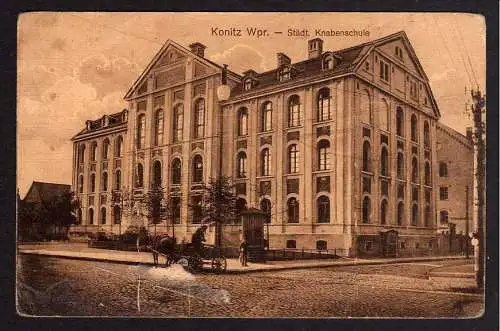 80730 AK Konitz Wpr. Städt. Knabenschule Vollbild 1913