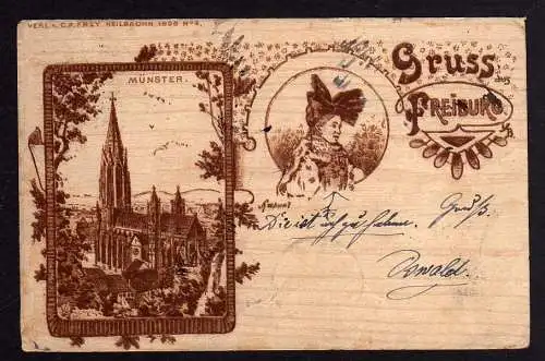 78899 AK Freiburg Breisgau Münster Nachsendekarte 1899