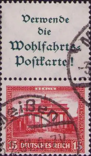 3537 DR Zdr. Zusammendruck Nothilfe 1930 S 84 gestempelt