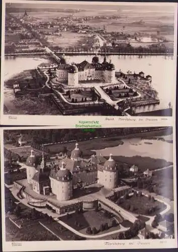 171616 2 AK Hahn Foto Schloss Moritzburg Luftbild 10073 10074 1961