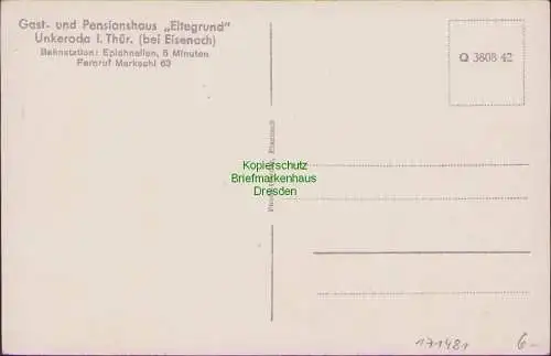 171481 AK Gast- und Pensionshaus Eltegrund 1942 Unkeroda i. Thür. bei Eisenach