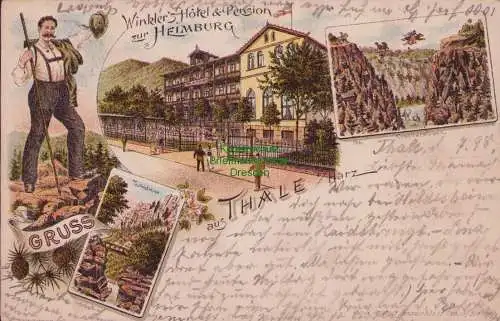 170063 AK Thale i. Harz 1898 Winkler´s Hotel und Pension zur Heimburg