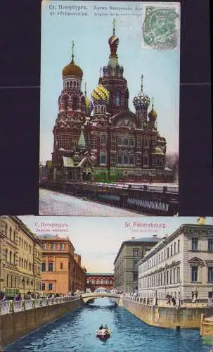 165564 2 AK ST. PETERSBURG 1913 Die Auferstehungskirche Kleiner Winterkanal 1910