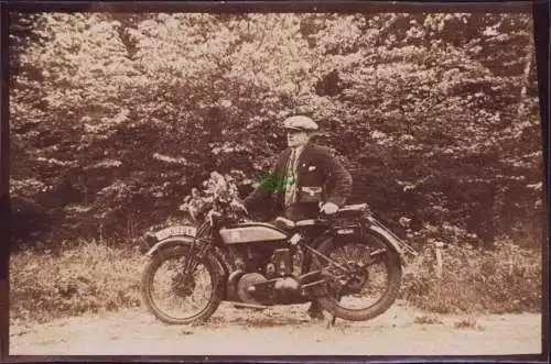 165616 Foto Mann auf Motorrad um 1930 Kennzeichen IS 61208