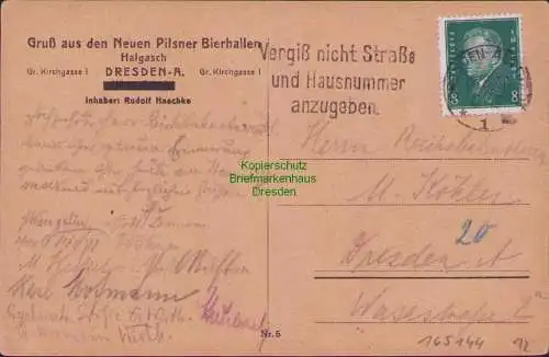 165144 AK Dresden 1930 Gruß aus den Neuen Pilsner Bierhallen Halgasch Haschke