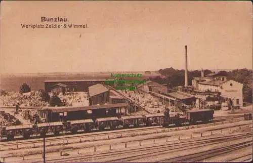 158938 AK Bunzlau Werkplatz Zeidler & Wimmel um 1920 Bahnhof ? Gleisanschluss