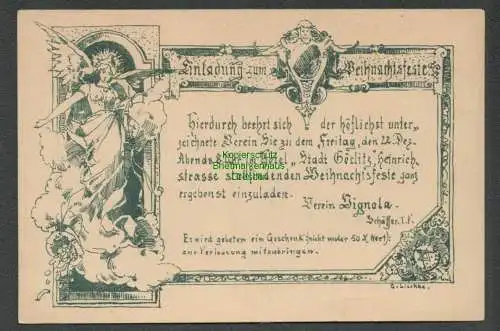 137475 Dresden Künstlerkarte G. Liechke Weihnachtsabend Verein Vignola um 1900