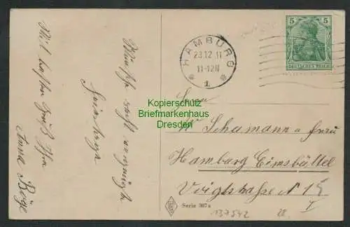 137542 AK Weihnachten 1911 Weihnachtsmann Schnee Dach Geschenke Schornstein