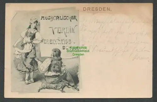 137476 AK Dresden um 1900 Musikalischer Verein Dreikönigs- Schule