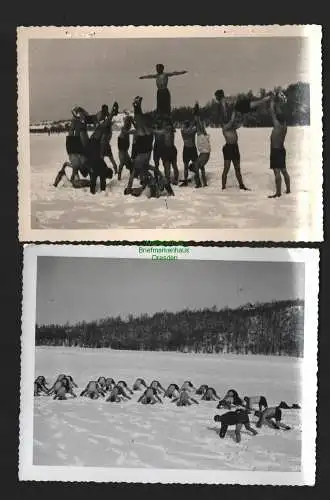 136905 2x Foto Schlesien Schlauphof Krs Liegnitz 1935 Sportfest Gay Nude Schnee