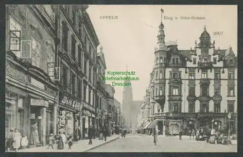 137173 AK Oppeln Opole 1906 Ring u. Oder Straße Hotel zum schwarzen Adler