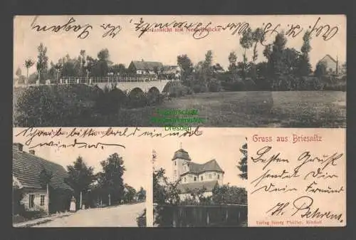 137084 AK Briesnitz 1907 Neefelbrücke Warenhaus Seewald Kirche Ottleben Ausleben