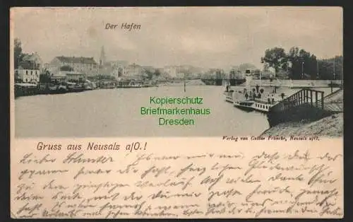 136691 AK Neusalz an der Oder Nowa Sol 1898 Carolath Der Hafen; Dampfer