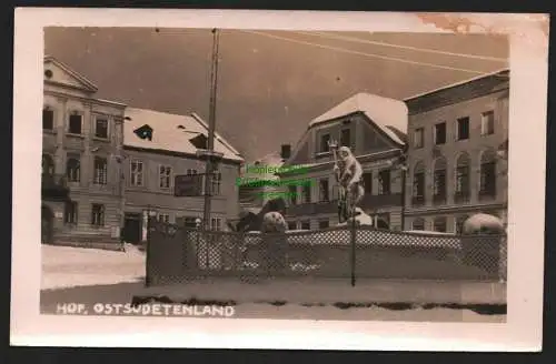 136823 AK Hof Ostsudetenland Fotokarte datiert 1944 Marktplatz Hotel Winter