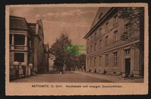 135924 AK Kattowitz O.-S. Katowice 1917 Reichsbank Evangel. Gemeindehaus